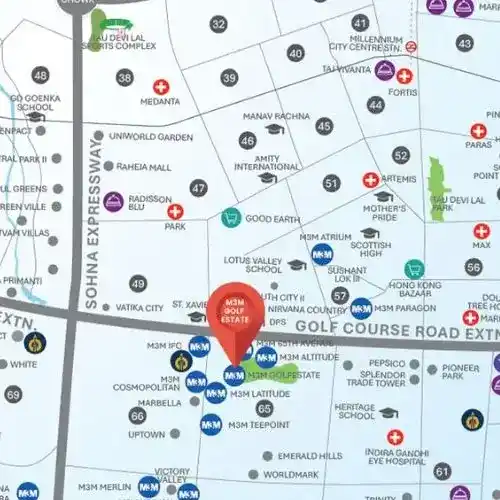 m3m golf estate location