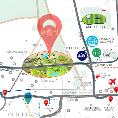 M3M St. Andrews scda location